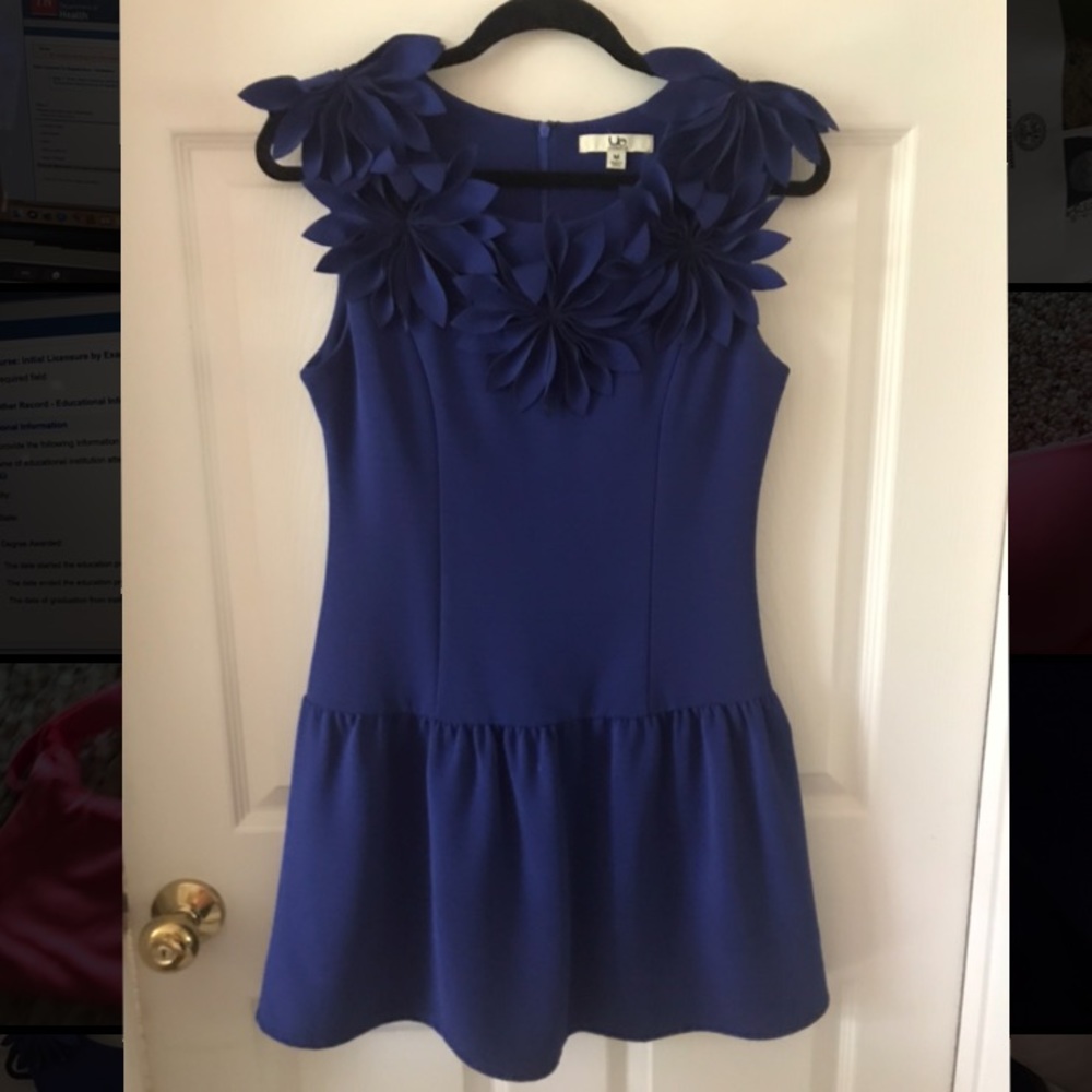 Navy Blue dress with flower detailing